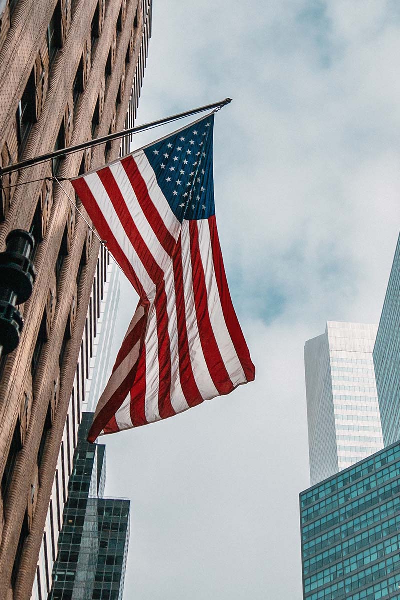 American flag flying in New York City